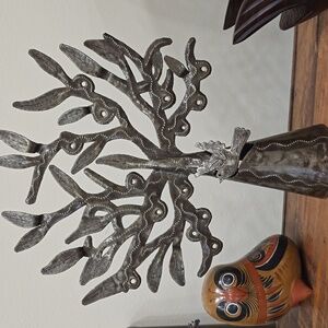 Haitian Folk Art Steel Oil Drum Tree of Life Jewelry Earring Tree